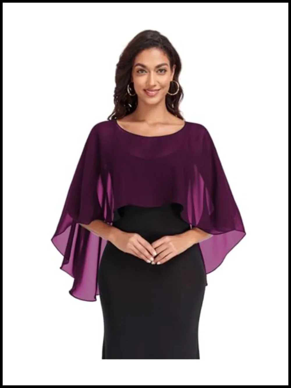 Sheer Chiffon Capelet Shawl Wrap for Evening Dresses Wedding Cover Up